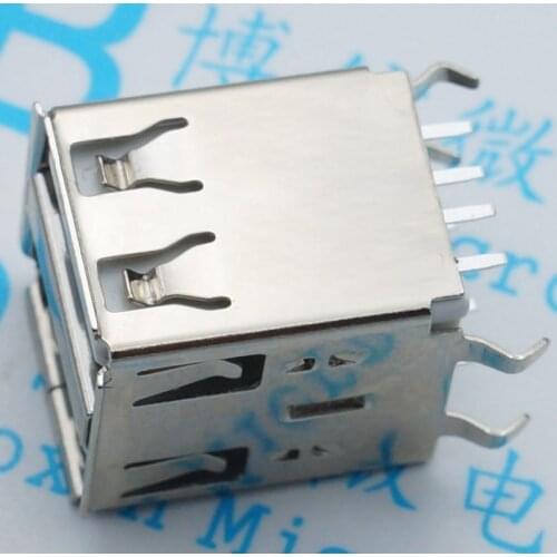 40pcs USB-A Vertical AF female double USB Type A connector 180 degree AF double vertical line USB socket