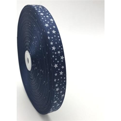 5Yards/lot 5/8" (15mm) Navy blue Printed Star Grosgrain Ribbon Hair Bow Patry Wedding Christmas Decoration DIY Sewing