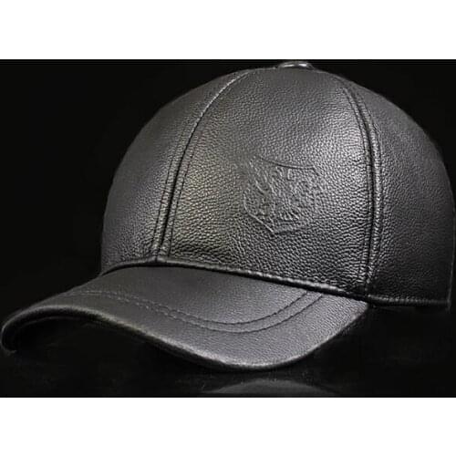 Genuine leather Baseball cap First layer cowhide Winter Men