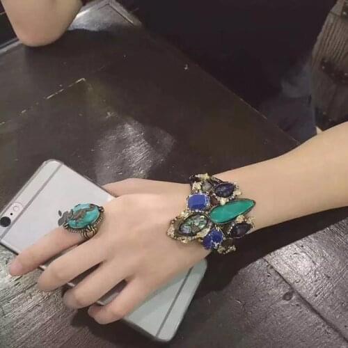 O39 rispada vintage green stone bracelet for summer women gift luxry bangle jewelry friendship