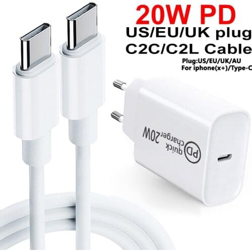 20W Quick Charge QC 3.0 Charger US/EU/AU/UK plug USB Type C Fast Charger for iPhone 12/X/ Xs for Xiaomi for Huawei PD Charger