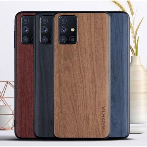Woodlike case for Samsung Galaxy M51 soft TPU Hard PC with PU leather skin 3in1 material coque fundas covers