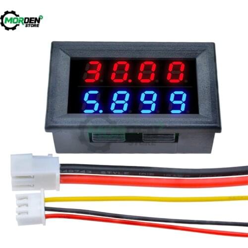 DC 100V 200V 10A Mini LED Dual Display Digital Voltmeter Ammeter 4 Digits 5 Wires 0.28" Voltage Current Meter Tester