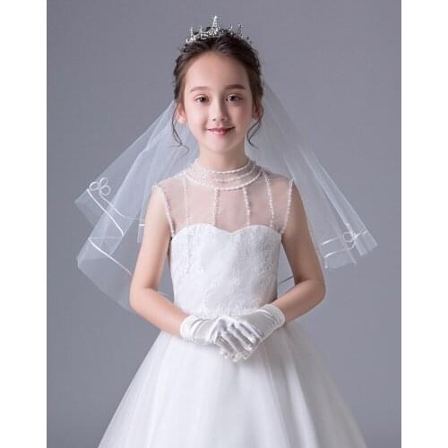2020 wedding accessories childrens veil woman veil applique white Single layer veil brides flower girl accessories veil