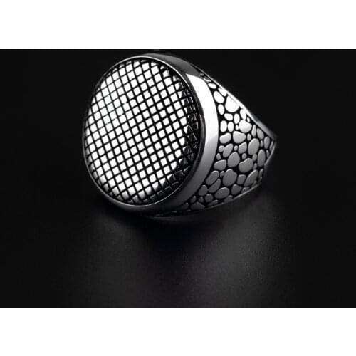 Guaranteed High-quality 925 Sterling Silver patterned ring Jewelry Made in Turkey in a luxurious way for men with gift