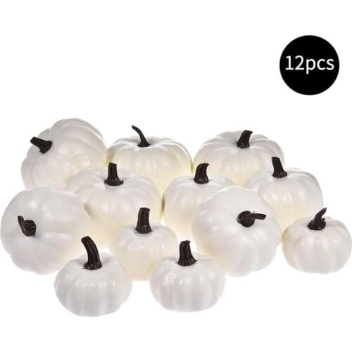 12pcs Artificial White Pumpkin Decor Fake Decorative Small Pumpkins for Harvest Halloween Fall Thanksgiving Wedding Decoration