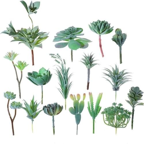 Green Flocked Artificial Succulents Plants Home Garden Desktop Decoration Small Bonsai Flower Arrangemant Fake Plants Bonsai