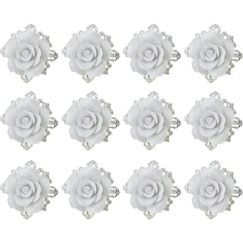 Napkin Rings, Wedding Celebrations, Birthday Parties, Roses, DIY Handmade Decorative Crafts Silver Circle 12 Pack