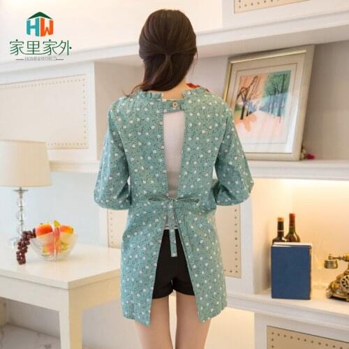 Korean fashion long-sleeved apron free shipping kitchen overalls adult cotton oil-proof cute home work clothes custom women