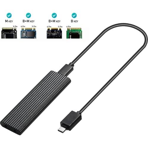 M.2 NVME Enclosure USB C Gen2 10Gbps PCIe SSD Case M.2 SATA NGFF SSD Case Dual Protocol For 2230/2242/2260/2280 M2 SSD Case Box