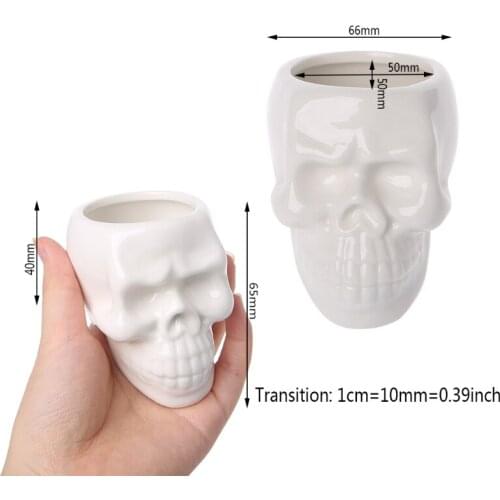 Creative Skull Ceramic Flower Pot Green Succulent Planter Plant Container Decor