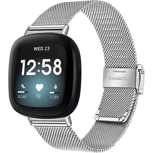 For Fitbit Versa 3/Fitbit Sense Metal Strap For Fitbit Versa Strap Replacement Wristband Ladies Milanese Loop Strap Bracelet