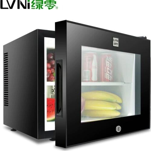 220V 20L Hotel Room Small Refrigerator Mini Transparent Freestanding Display Freezer Mute Mini Fridge 8-15 Celsius