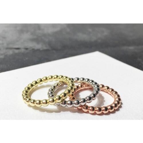 Fashion Small Bead Rose Gold Color Women Rings