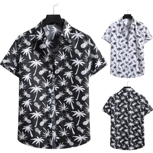 Fashion Mens Hawaiian Beach Shirts Summer New Short Sleeve Floral Print Tropical Aloha Shirts Holiday Vacation Clothing
