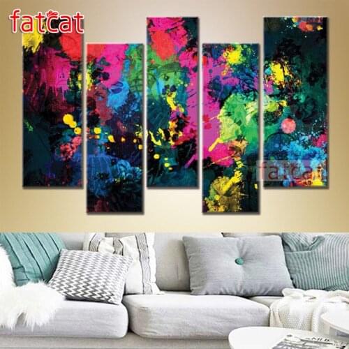 FATCAT Abstract colorful landscape 5d diy diamond painting full square round drill diamond embroidery large triptych kits AE2761