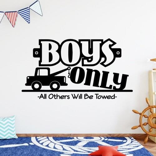 NEW Boys only Cartoon Wall Decals Pvc Mural Art Diy Poster For Home Decor Living Room Bedroom Wall Art MURAL Drop Shipping