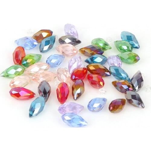 Wholesale New Arrival 50Pcs/lot 6x12mm Crystal Water Drop Austria Faceted Loose Spacer Round Glass Beads for Jewelry Making