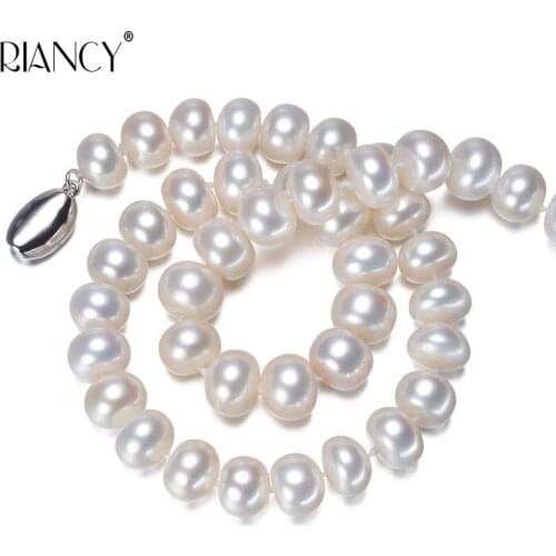 White Natural Freshwater Pearl Necklace 8-9mm/9-10mm Necklace jewelry 40cm/45cm/50cm Length Necklace Fashion Jewelry For Women