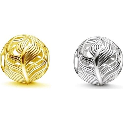 Silver Plated & Gold-color Feather Bead, Most Fashion DIY Karma Beads for Jewelry Making Fit Necklace Bracelets for Women Men