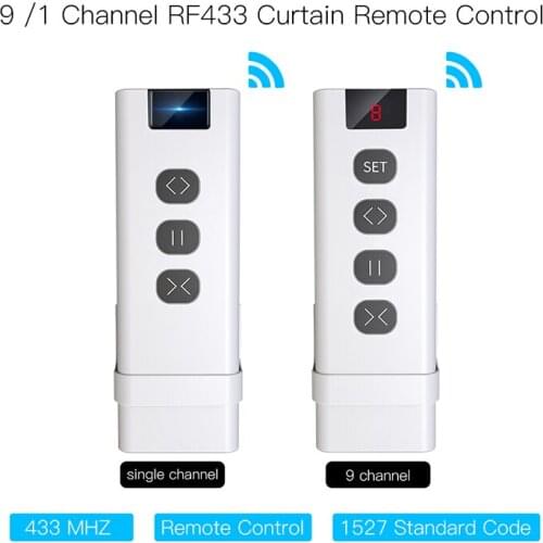 9 /1 Channel RF433 Remote Control for WiFi Curtain Switch RF Roller Blinds Module Battery Powered Curtain Accessories Emitter