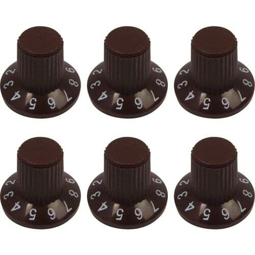FLEOR 6PCS Guitar Amplifier Knobs Audio Volume Potentiometer Knobs Skirt Style Brown