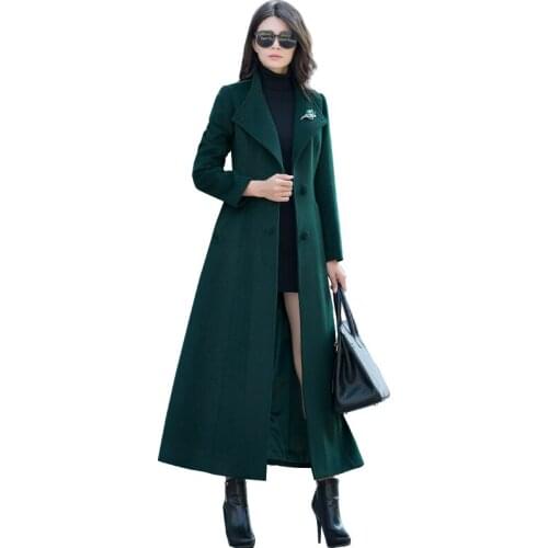 Large-size Autumn/winter Windbreaker Wool coat Korean Slim Temperament Long Overcoat High-grade Womens Woolen jacket coats 3XL