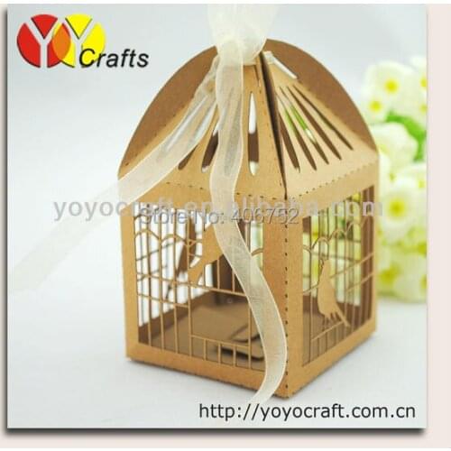 WB006 Hot Sale Kraft paper birdcage wedding favor box wholesale wedding supply favor box