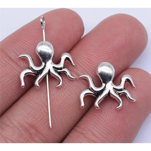 WYSIWYG 10pcs 14x16mm Antique Silver Color Squid Beads For Jewelry Making DIY Jewelry Findings