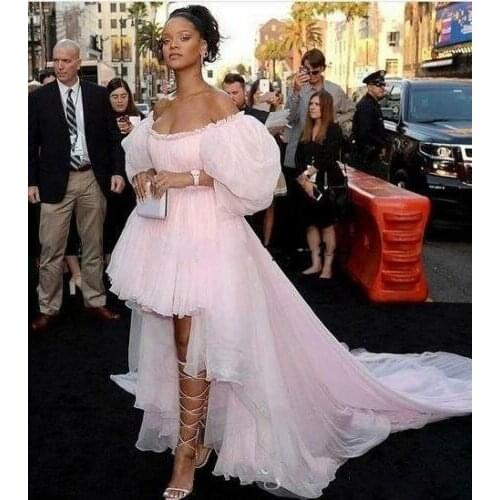 High Low Prom Dresses Celebrity Carpet Formal Party Pageant Puffy Tiered Tulle Evening Gowns Robe de soirée Abendkleider