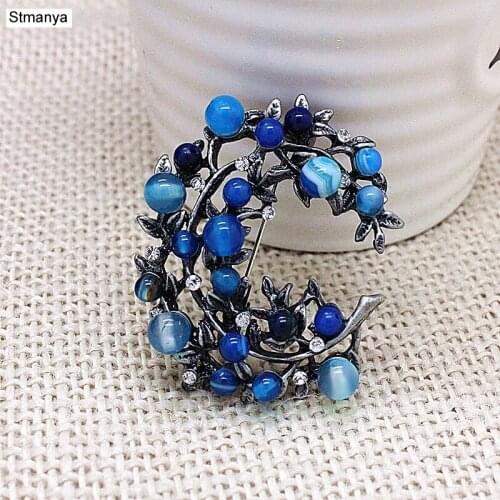 New fashion Vintage Retro stone Crystal Flower brooch pins Women men jacket scarf buckle Pin Wedding gift jewelry H1241