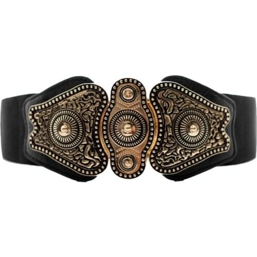 Fashion Elastic Waist Belt Women Metal Buckle Cinch Cummerbunds Vintage Wide Stretch Waistband Strap Corset