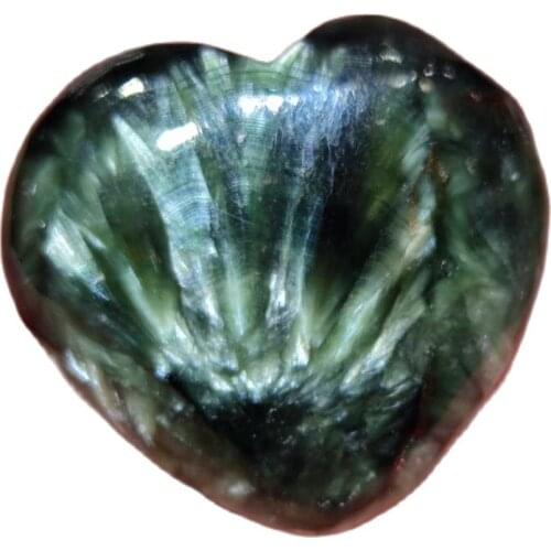 1pcs 10-15g Natural Crystal Seraphinite Carved Heart Cab Pendant Healing Crystal Diy Necklace Bracelet Luck Feng Shui Gift