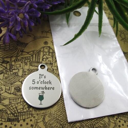 10pcs--"Its 5 O'Clock Somewhere"stainless steel charms 5 styles for choosing DIY Charms for necklace bracelets