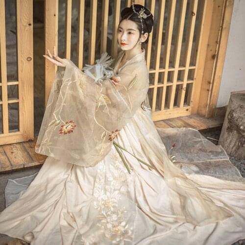 2021 women improvement hanfu women daily suit embroidery flower elegant women dress china costumes ancient prince dress hanfu