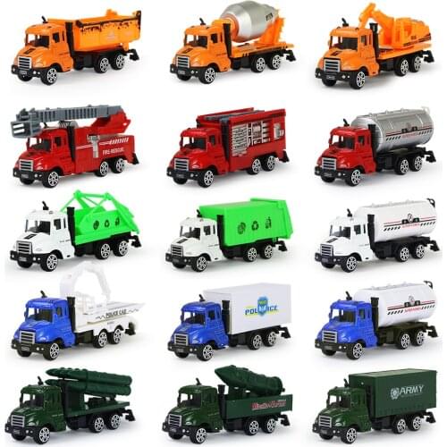 5 Types Alloy Engineering Car Truck Model Toys for Boys Simulation Excavator Fire Vehicles Kids Montessori Toy Gift