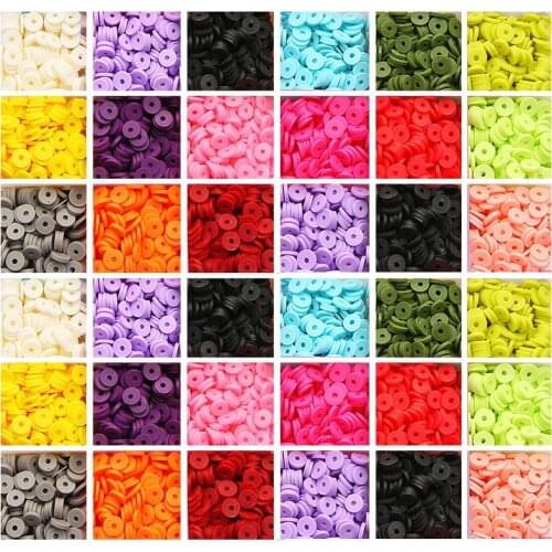 4/6mmAbout350pcs Flat Round Polymer Clay Beads Chip Disk Loose Spacer Handmade Beads For DIY Jewelry Making Bracelet