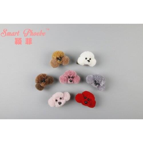 Boutique 14pcs Fashion Cute Felt Dog Head Hairpins Solid Mini Poodle Dog Hair Clips Hair Accessories Princess Winter Headwear