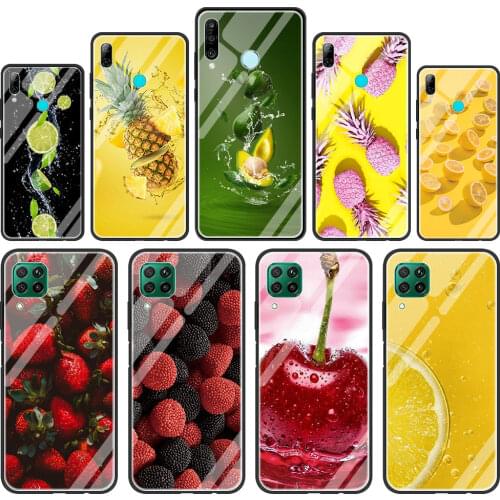 Summer Fruit Lemon Tempered Glass Phone Case for Huawei P30 P40 Pro P20 Lite P Smart Z Y6 Y9 Y7 2019 for Honor 9X 20 8X Cover