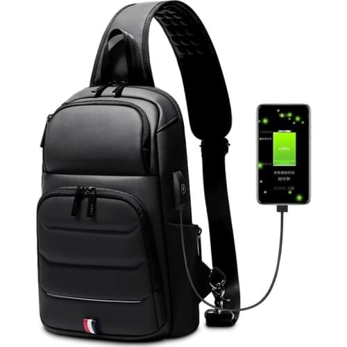 Business Shoulder Bags Men Crossbody Bag Waterproof USB Charging Anti-theft Chest Bag For Men Fit For 9.7 Inch iPad