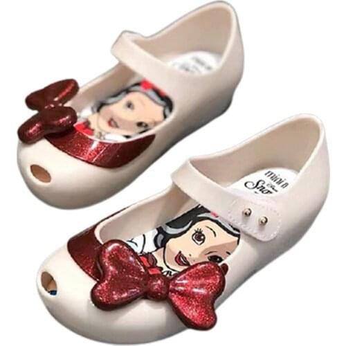 Disney children shoes summer sweet new snow white bow beautiful girl deodorant breathable Velcro jelly sandals for kids 4Y-6Y