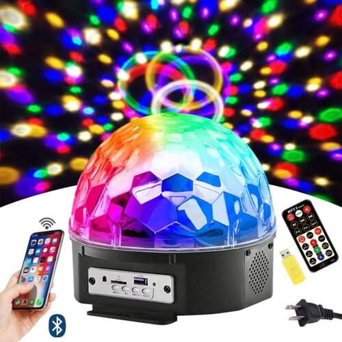 Disco Ball DJ Party Lights 9 Colors LED Bluetooth Stage Lights with MP3 Player Speaker Home KTV Wedding Show Projector Lamp