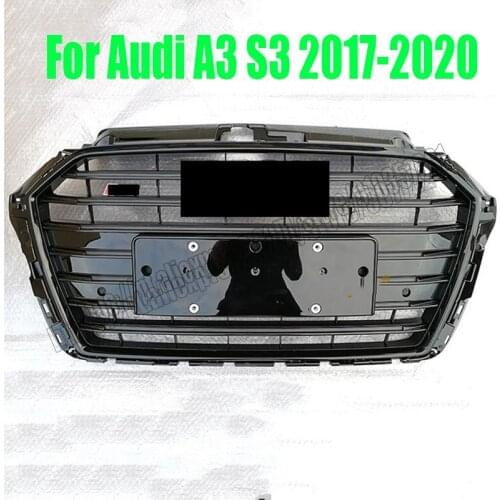 For s3 style Front grille mesh gloss black cover for audi a3 / s3 2017 17 2018 18 2019 19 2020 20 car accessories