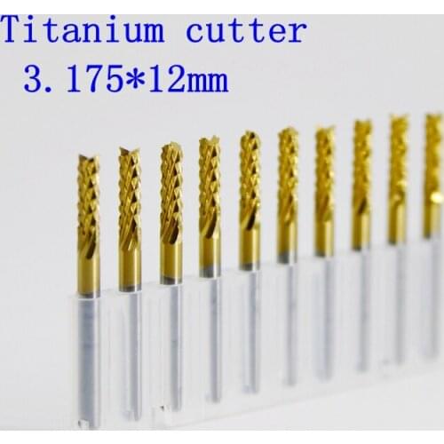 3.175mm titanium coated PCB cutter group 10PCS metal Fresa CNC router engraving tool tungsten carbide cutting machine accessorie