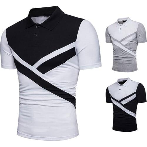 Short-sleeved T-shirt mens stand-up collar top summer new style color buckle design fashion casual large size T-shirt POLO