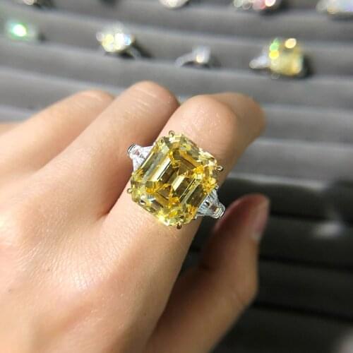 HIBRIDE Luxury Big Square S925 Sterling Sliver Engagement Rings for Women Bridal Wedding Accessories Fine Jewelry Bijoux R-270