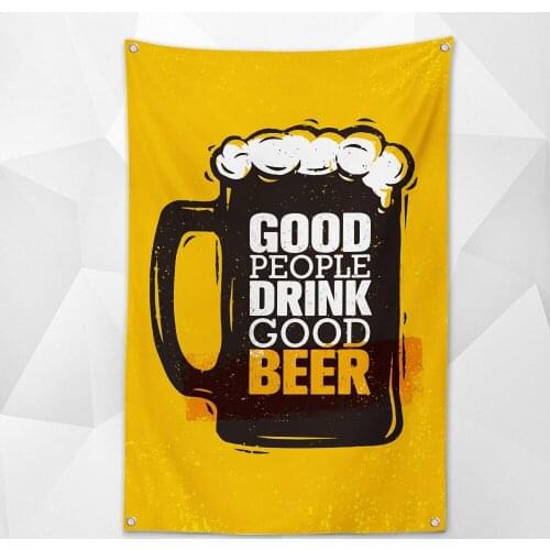 GOOD PEOPLE DRINK GOOD BEER Shabby Retro Banner Wall Art Bar Winery Home Decoration Beer Day Poster Hanging Chart Flag Tapestry