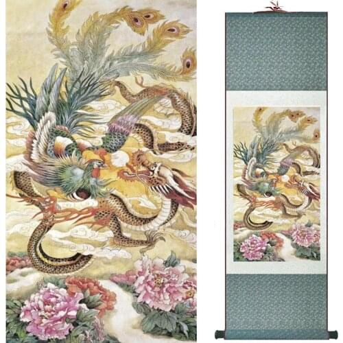 Dragon painting the black dragon in the sky Chinese scroll painting dragon painting20190905037