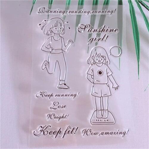 Keep fit Girl Transparent Clear Stamps Bullet Journal Seal for DIY Scrapbooking Card Making Photo album Decoration Stamp sheet