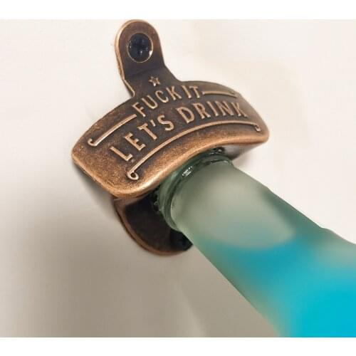 Creative Wall Corkscrew Antique Beer Bottle Opener Zinc Alloy Wall Corkscrew Vintage Bronze Wine For Beer Soda Opener Kitchen